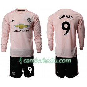 Camisolas de Futebol Manchester United LUKAKU 9 Criança Equipamento Alternativa 2018/19 Manga Comprida